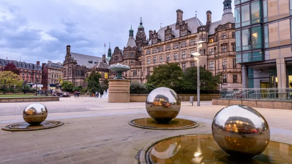 Steel Water Balls in Sheffields Peace Gardens